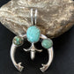 Navajo Sterling Silver Blue #8 Turquoise Naja Pendant | Authentic Native American Handmade | 14667
