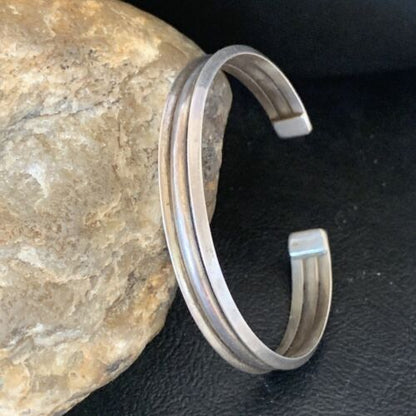 Navajo Stamped Cuff Bracelet | Sterling Silver | Authentic Native American Handmade | 1604 - Masha USA