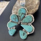 Navajo Blue Turquoise Naja Pendant Necklace | Authentic Native American Sterling Silver | 11356