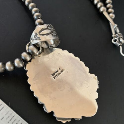 Navajo Pearls Orange Spiny Oyster Necklace Pendant | Sterling Silver | Authentic Native American Handmade | 11301