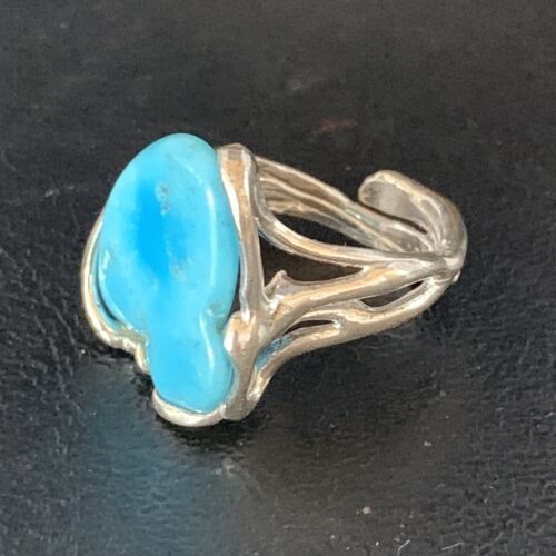 Navajo Blue Kingman Turquoise Ring | Sterling Silver | Sz 8 | Authentic Native American Handmade | 13541