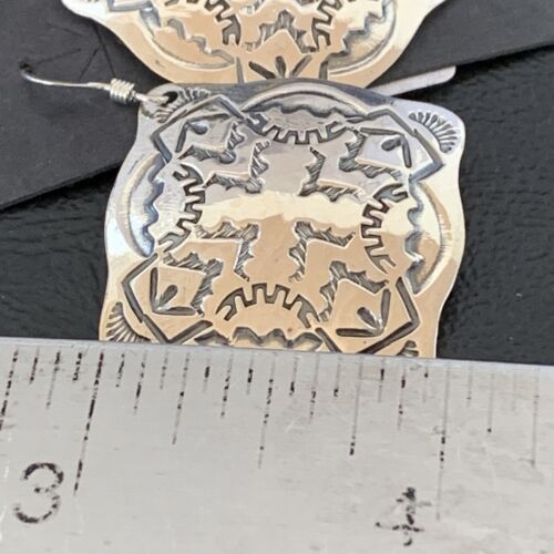 Southwestern Women's Navajo Stamped Earrings | Sterling Silver | Authentic Native American Handmade | 1661