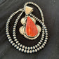 Navajo Spiny Oyster Pendant Necklace | Sterling Silver Pearls | Authentic Native American Handmade | 4628