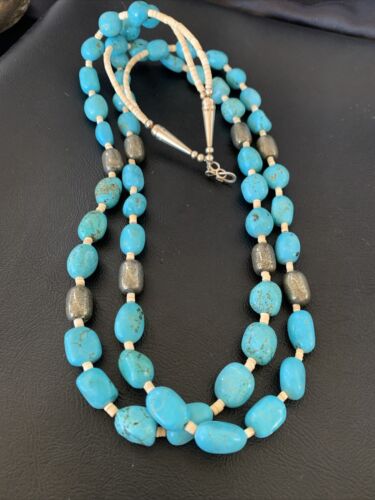 Native American Santo Domingo Shell Nugget Turquoise Necklace | 26" | Authentic Handmade | 12000
