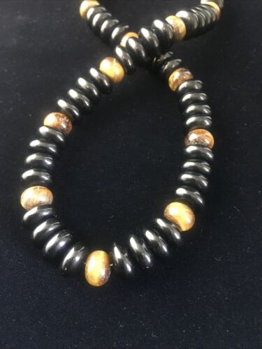 Native American Men's Navajo Black Onyx Necklace | Sterling Silver | 17" | 10005