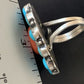 Navajo Blue Turquoise Coral Cluster Ring | Authentic Native American Sterling Silver | Multi-Stone | Sz 9.5 | 11507
