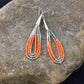 Native American Liquid Silver Heishi Dangle Earrings | Orange Coral | Sterling Silver | 2" | 2033