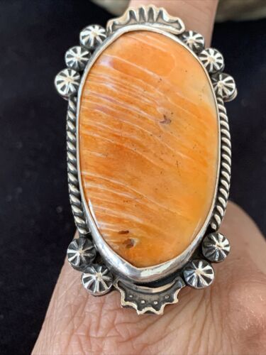 Southwestern Women's Navajo Spiny Oyster Ring | Sterling Silver | Sz 11.5 | Authentic Native American Handmade | 01001