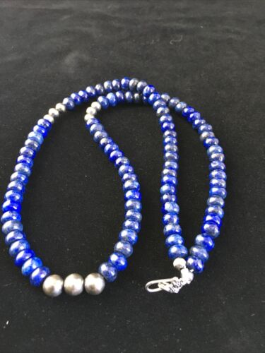 Native American Lapis Lazuli Strand Necklace | Sterling Silver | Men's 22" | 1739