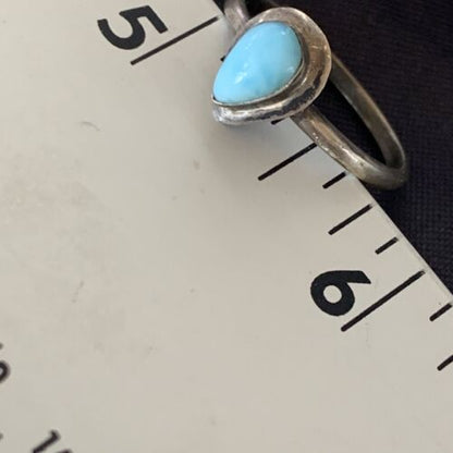 Men's Larimar Navajo Ring | Sterling Silver | Sz 8 | Authentic Native American Handmade | 13169