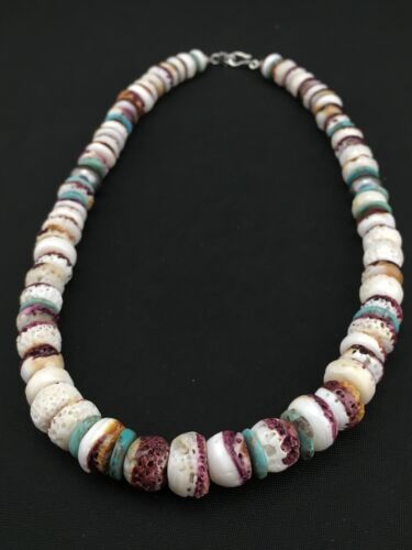 Navajo Purple Spiny Oyster Turquoise Necklace | Sterling Silver | 20" | Authentic Native American Handmade | 2519