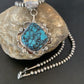Men's Navajo Blue Spiderweb Turquoise Pendant Necklace | Sterling Silver | Authentic Native American Handmade | 10663