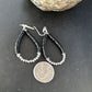 Native American Black Onyx Dangle Earrings | Sterling Silver Heishi Bead | 2" | 14427