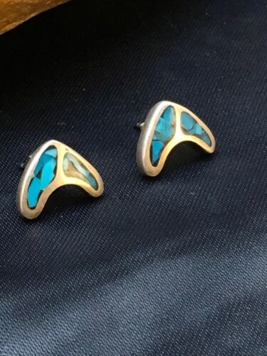 Native American Navajo Turquoise Earrings | Sterling Silver Inlay | Authentic Handmade | 8991 - Masha USA