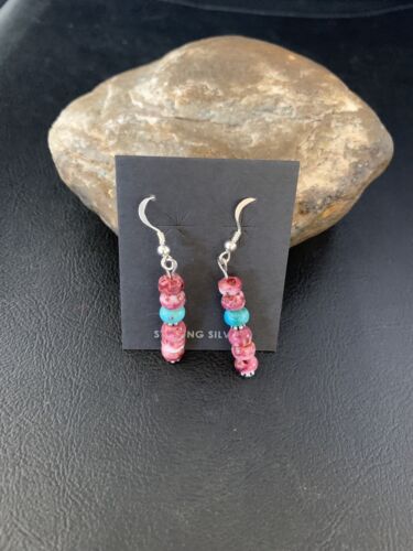 Native American Navajo Purple Spiny Oyster Bead Earrings | Sterling Silver | 13674