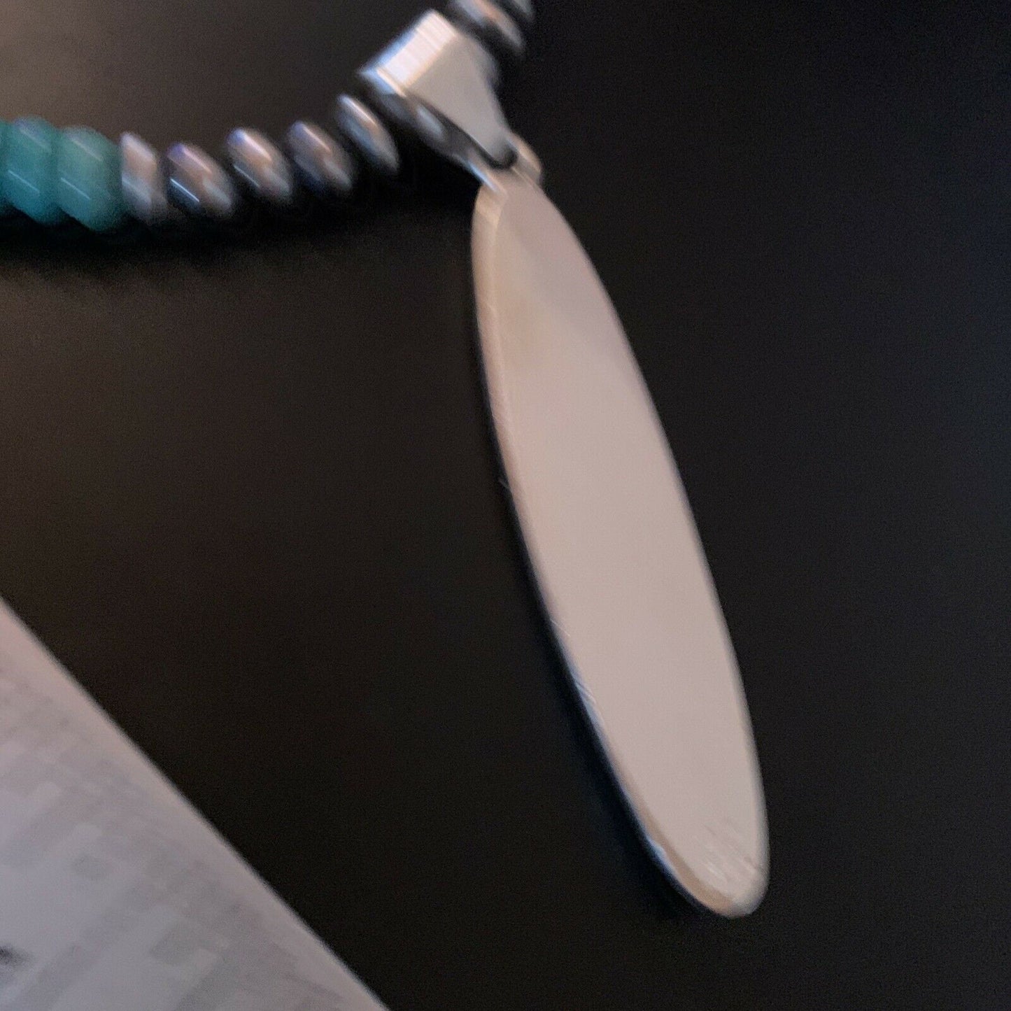 Authentic Native American Navajo Sterling Silver Pendant | Blue Turquoise & Opal Inlay Necklace | 11474