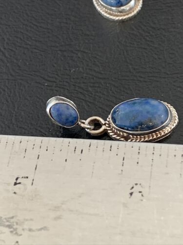 Navajo Denim Lapis Dangle Earrings | Sterling Silver | 1.1" | Authentic Native American Handmade | 1702