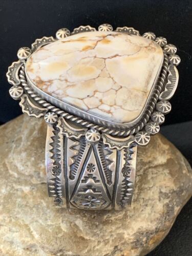 Native American Men's Wild Horse Turquoise Cuff Bracelet | Navajo Sterling Silver | 1417