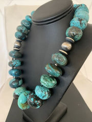 Authentic Native American Navajo Pearls Graduated Necklace | Sterling Silver & Turquoise | 20" | 1923