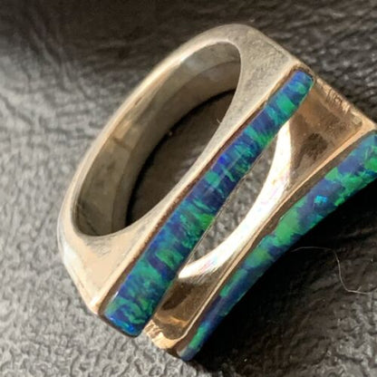 Navajo Blue Opal Inlay Band Ring | Sz 5.5 | Authentic Native American Handmade | 12418