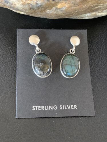 Navajo Labradorite Earrings | Sterling Silver | Authentic Native American Handmade | 13072