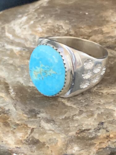 Southwestern Navajo Blue Kingman Turquoise Ring | Sterling Silver | Sz 11 | 14140