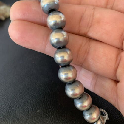 Native American Navajo Pearls Bracelet | 10mm Beads | 8" | Sterling Silver | 14183