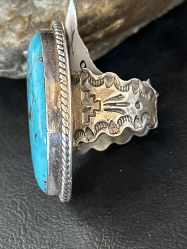 Navajo Sterling Silver Blue Kingman Turquoise Ring | Sz 9 | 00126