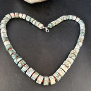 Native American Sterling Silver Necklace | Grey White Jasper Coral | 20" | 14430