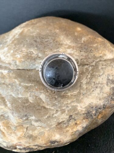 Native American Design Black Onyx Pinky Ring | Sterling Silver | Sz 3.5 | 10799