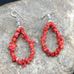 Native American Sterling Silver Navajo Red Coral Earrings | 2" | 1086