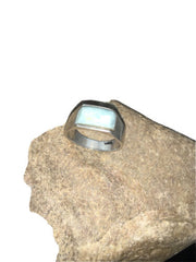 Native American Men's Larimar Inlay Ring | Navajo Sterling Silver | Sz 12 | 1738