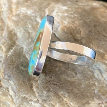 Navajo Blue Kingman Turquoise Ring | Sterling Silver | Sz 8 | Authentic Native American Handmade | 12795