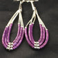 Handmade Liquid Silver Heishi Tube Beads Sugilite Earrings | Sterling Silver | 2" | 1985