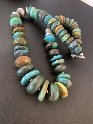 Navajo Pearls Sterling Silver Chunky Graduated Turquoise Necklace | Authentic Native American  | 20" | 1754