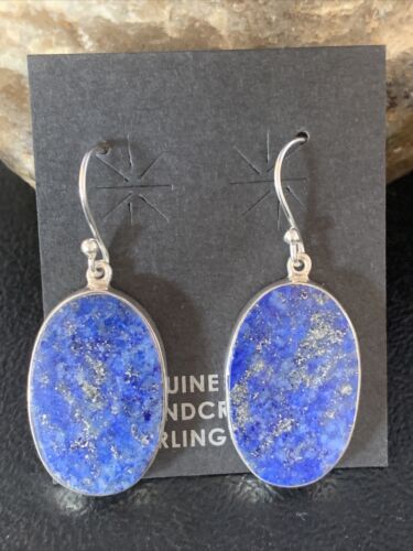 Native American Blue Lapis Lazuli Dangle Drop Earrings | Sterling Silver | 1" | 14090 - Masha USA