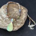 Southwestern Women's Green Opal Pendant Necklace | Sterling Silver | 17" | 14420
