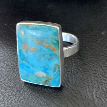 Navajo Blue Kingman Turquoise Ring | Sterling Silver | Sz 8 | Authentic Native American Handmade | 12789