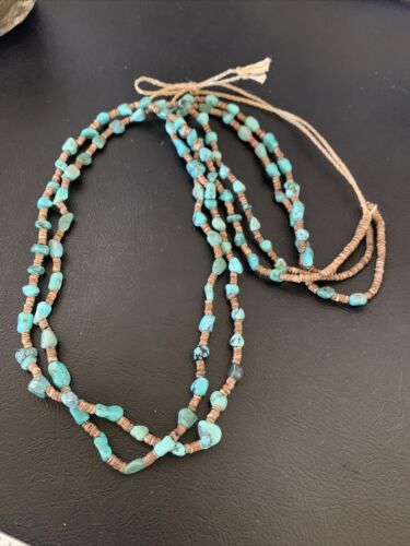 Native American Santo Domingo Shell Nugget Turquoise Necklace | 34" | 12001