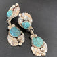 Handmade Navajo Spiderweb Turquoise Dangle Earrings | Sterling Silver Post | Authentic Native American | 1482