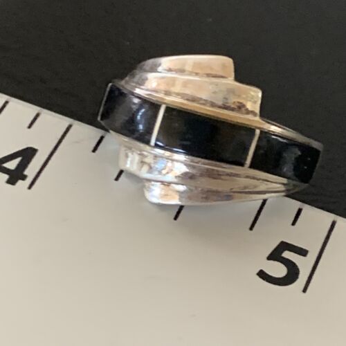 Native American Handmade Navajo Black Onyx Inlay Band Ring | Sz 6.5 | 12466