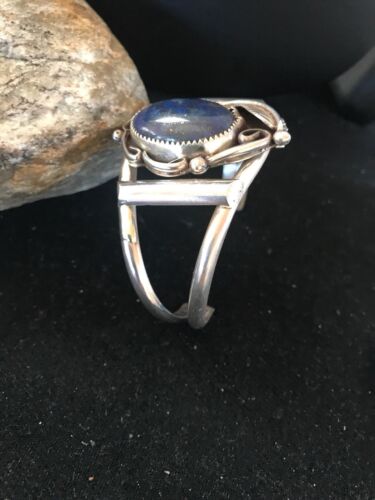 Native American Navajo Lapis Bracelet | Sterling Silver | J Platero | Authentic Handmade | 8040