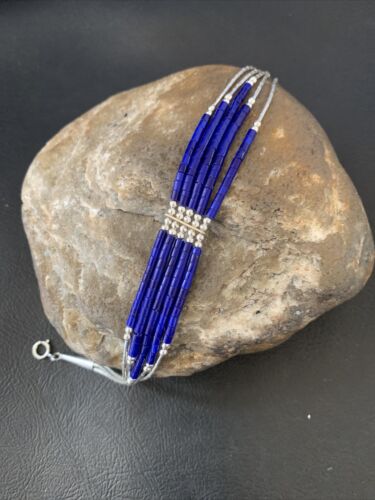 Beauty Stabilized 5-Strand Lapis Heishi Bracelet | Liquid Sterling Silver | 7.5" | 12637
