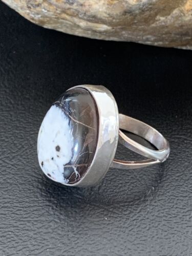 Native American Men's Navajo White Buffalo Turquoise Ring | Sterling Silver | Sz 8 | 1824