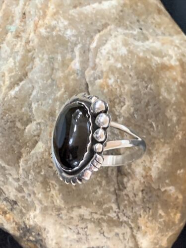 Native American Men's Navajo Black Onyx Ring | Sterling Silver | Sz 8 | 1081