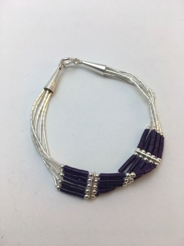Southwestern Liquid Silver Purple Sugilite Heishi 5-Strand Bracelet | Sterling Silver | 7" | 13599