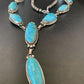 Navajo Kingman Turquoise Lariat Necklace | Sterling Silver | Authentic Native American Handmade | 11571