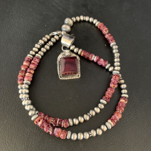 Navajo Purple Spiny Oyster Pendant | Sterling Silver | 20" Necklace | Authentic Native American Handmade | 13655