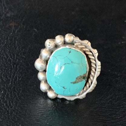 Navajo Blue Spiderweb Turquoise Ring | Sterling Silver | Sz 8.5 | Authentic Native American Handmade | 13527