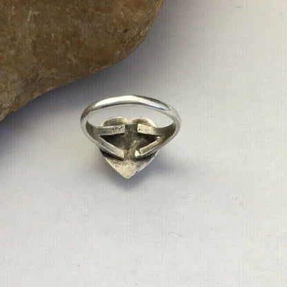 Navajo Heart Blue Turquoise Inlay Ring | Sterling Silver | Sz 5.5 | Authentic Native American Handmade | 01731